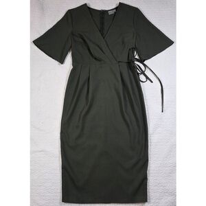 ASOS Olive Green Tie Waist Short Sleeve Midi Dress